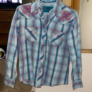 Blue plaid cowgirl Shirt
